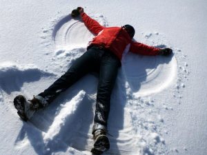 Person making a snow angel