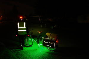 night riding, reflective gear and lights 