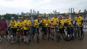 Group of riders dressed as Pikachus