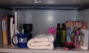 Supplies and other equipment in closet
