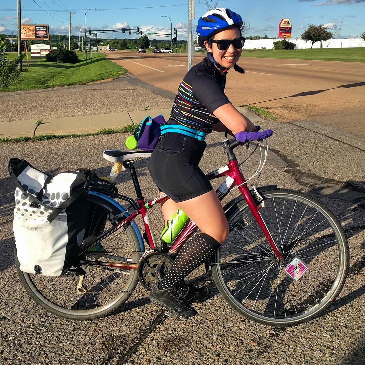 Liz on her bike