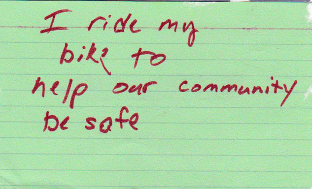 Card Eight - I ride my bike to help our community be safe